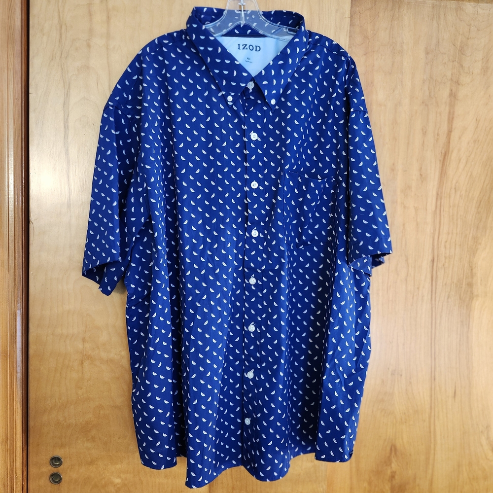 Izod Men's Navy and White Casual Shirt